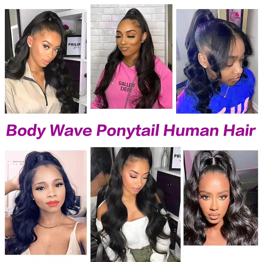 Dula A Hair Body Wave Pferdeschwanz, Clip-in-Haarverlängerung, Schwarz, Damen - Bild 6