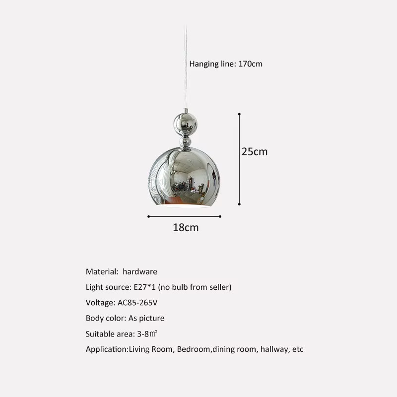 Ynhaw Pendelleuchte im Bauhaus-Stil, minimalistische Designer-Hängeleuchte in Chrom für Wohnzimmer und Esszimmer - Bild 2