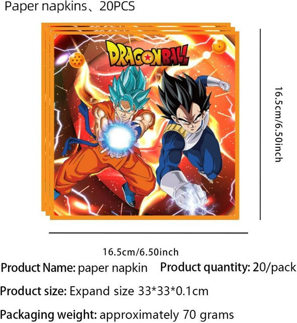 Dragon Ball Geburtstag Dekoration Set von Fashnics in Mehrfarbig mit Tischdecke, Tellern, Servietten, Bechern und Partyhut - Bild 1