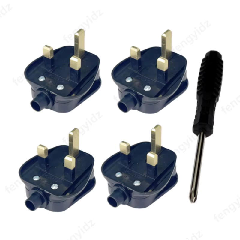 Fengyidz 4er Set UK-Stecker Typ G, 3-polig, wiederverdrahtbar, 13 A, in Schwarz und Weiß - Bild 2