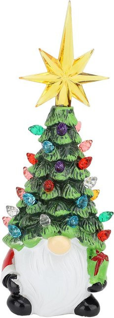 Weihnachtsbaum Dekoration Zwerg von TOMTOP JMS in Beige mit bunten Lichtern aus Harz - Bild 1