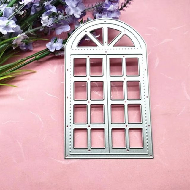 Metall-Stanzformen Gewölbte Retro-Gitterfenster in Silber für Scrapbooking und Bastelarbeiten - Bild 1