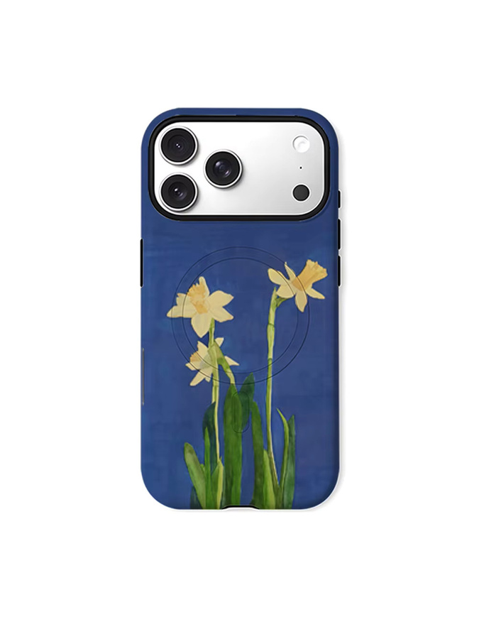 CaseLumi Matte Bumper MagSafe Hülle für iPhone 17 16 15 14 13 Pro Max mit Aquarell-Narbenblumen-Design in Blau - Bild 5