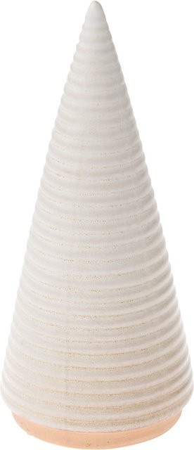 Rico Design Porzellan Tannenbaum geriffelt Beige H: 15,5 cm, B: 7 cm, T: 7 cm - Bild 1