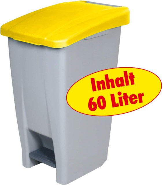 BRB Tret-Abfalleimer aus Kunststoff, 60 Liter, Gelb - Bild 1