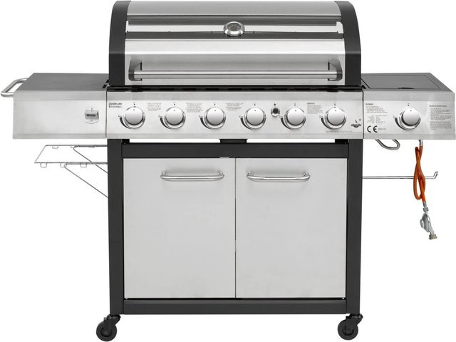 El Fuego Edelstahl-Gasgrill Long Beach mit Seitenbrenner und gusseisernen Komponenten, B/T/H: 161 x 121 x 59,5 cm - Bild 2