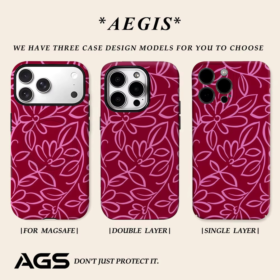 Potdemiel Minimal Art Floral Handyhülle in Pink für iPhone 17 16 15 14 13 Pro Max Plus mit magnetischer Double-Layer Tough Case Funktion - Bild 2