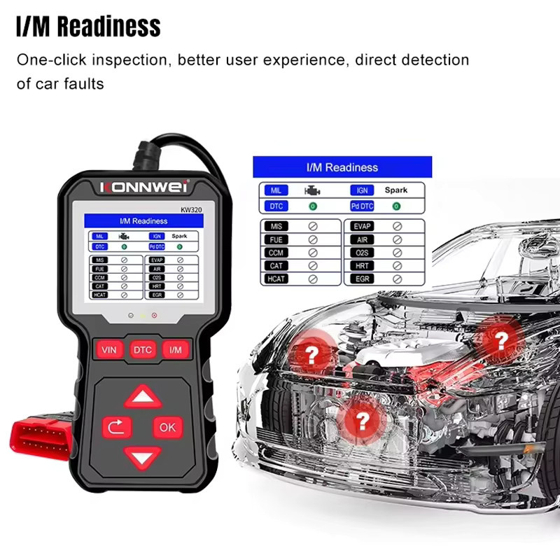 KONNWEI KW320 OBD2 EOBD Fehlerdiagnosegerät Auto-Scanner in Schwarz zum Lesen und Löschen von Codes für L/M Ready - Bild 4