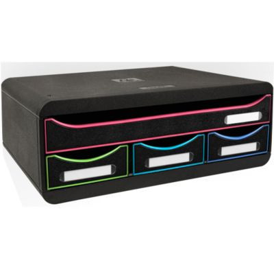Exacompta TOOLBOX Ablagemodul A4+ Schwarz, stapelbares Organizer-Modul mit 4 Schubladen, Tiefe: 27 cm, Höhe: 13,5 cm - Bild 2