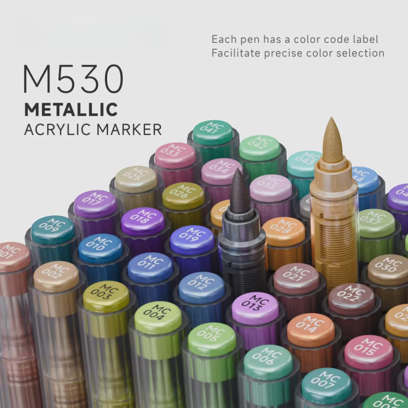Kolorowys Acryl-Metallic-Marker Set mit 48 Farben und weichen Pinseln, Glitzer-Farbstifte in Multicolour für schwarzes Papier und Steine - Bild 5