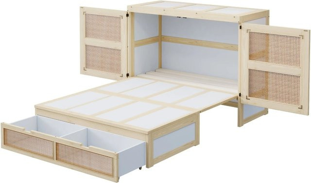 Merax Schrankbett mit Stauraum und Schubladen in Holzoptik, B/T/H: 140 x 200 x 66,2 cm - Bild 1