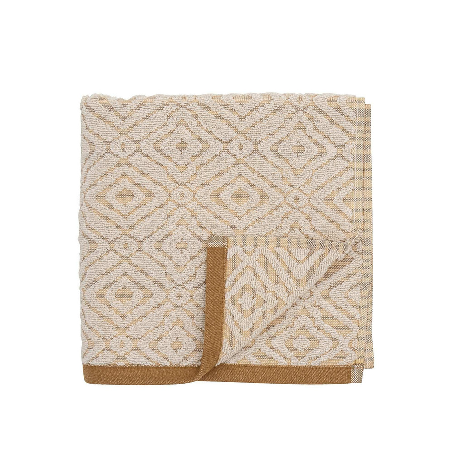 Bloomingville Handtuch Malou aus Baumwolle in Beige mit Bordüre, Breite: 50 cm, Länge: 100 cm - Bild 1