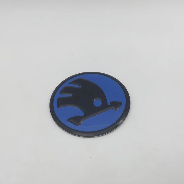 Skoda 3D Auto-Emblem Lenkrad-Mittelabzeichen Aufkleber in Blau, 42mm/43mm - Bild 1