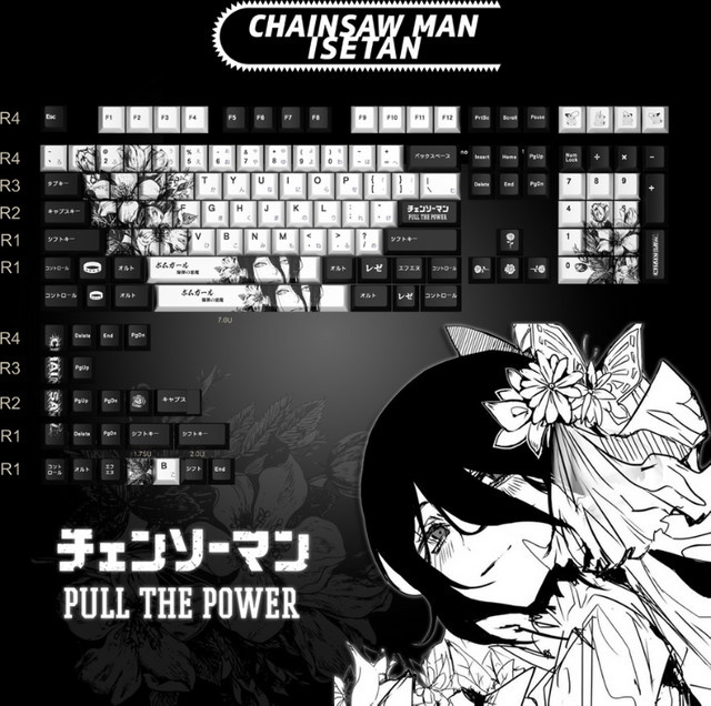 Reze Tastenkappen im Chainsaw Man Anime-Design aus PBT mit Dye-Sub-Verfahren, 123-Tasten-Set im Cherry-Profil für mechanische Tastaturen - Bild 1