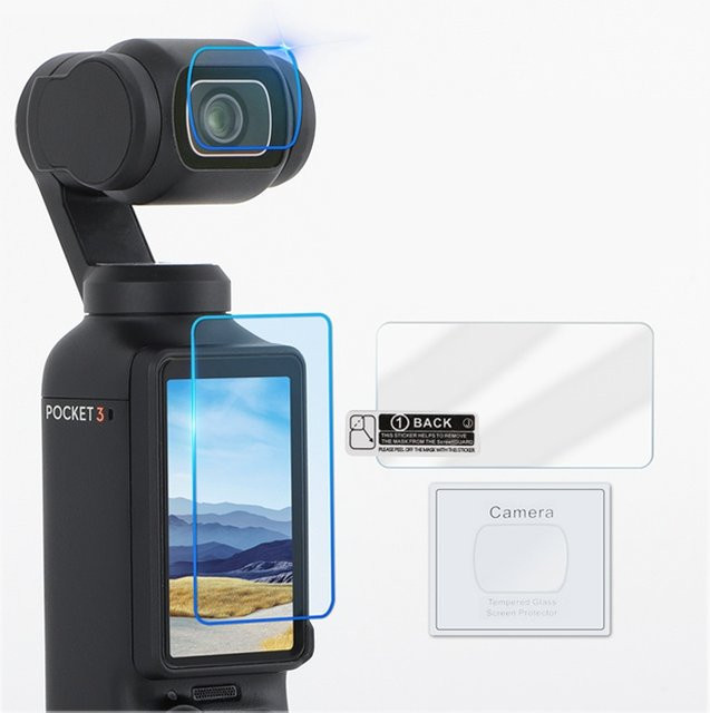 DIXSG Gehärtete Glasfolie für DJI OSMO Pocket 4, kratzfeste Displayschutzfolie und Objektivfolie, transparent - Bild 1