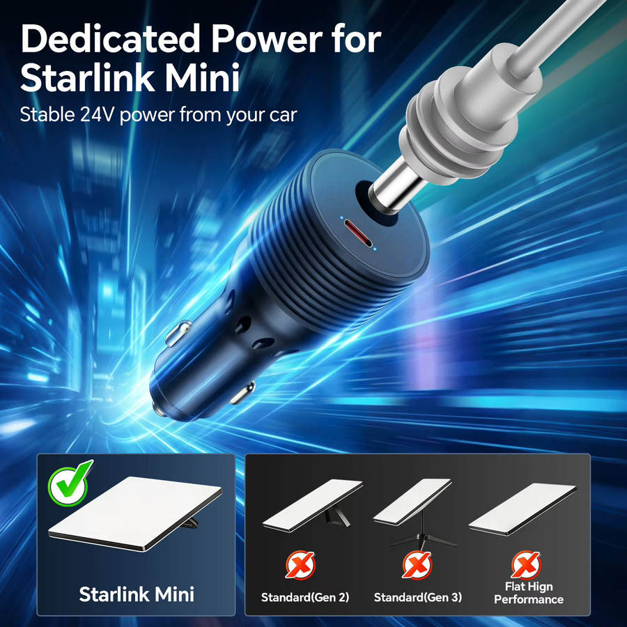 KEBETEME Starlink Mini Auto-Adapter 12V/24V zu 30V 3A DC Aufwärtswandler mit 90W Auto-Zigarettenanzünder für Wohnmobil, Boot und Anhänger - Bild 5