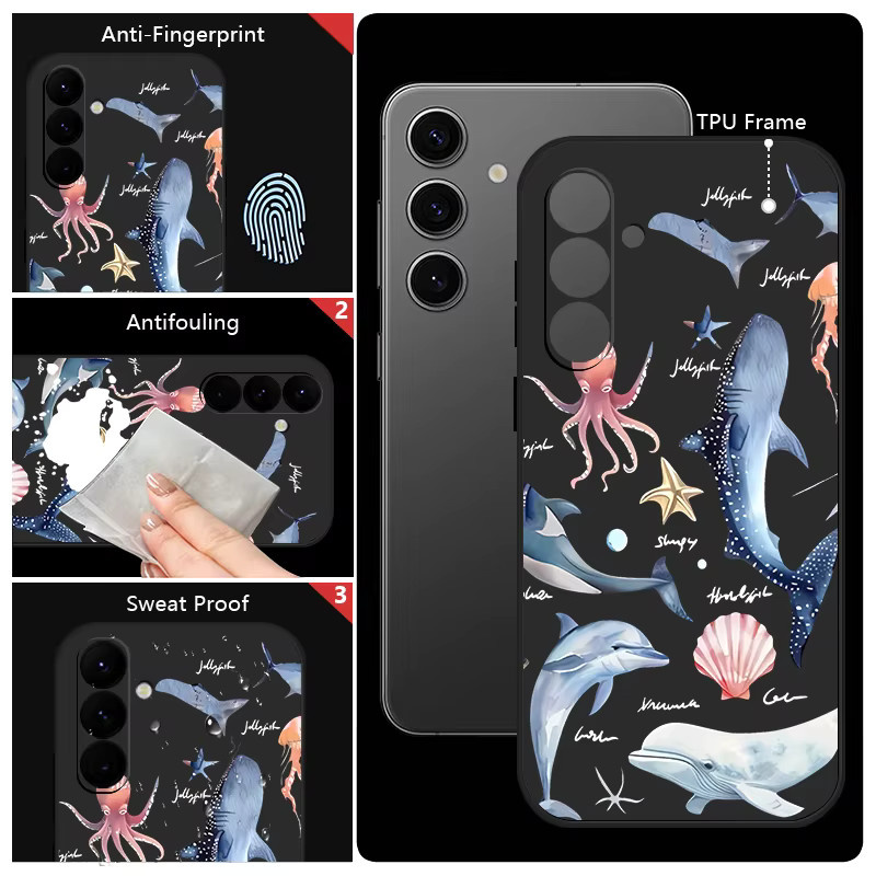 Little Whale Handyhülle mit Dolphin Design für Samsung Galaxy S25 FE S24 S23 S22 Ultra Plus A56 A36 A17 A16 A55 A54 A15 5G aus TPU in Schwarz und Multicolour - Bild 4