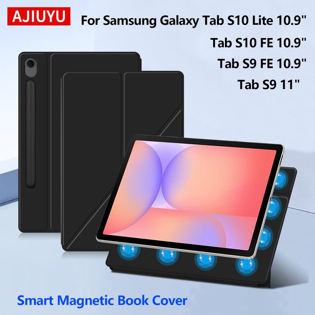 AJIUYU Smart Magnetische Tablet Hülle mit Stifthalter für Samsung Galaxy Tab S10 Lite, S9, S10 FE und Tab S10 (10,9 und 11 Zoll) in Schwarz und Grün - Bild 1