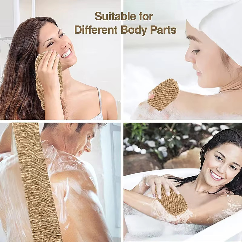 Körperreinigungsset mit Sisal-Rücken, Jute-Peeling-Handschuhen und Rückenwaschgurt, Unisex - Bild 2