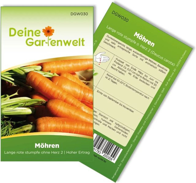 Deine Gartenwelt Möhren Samen Lange Rote Stumpfe Ohne Herz Gemüse-Saatgut 800 g - Bild 1