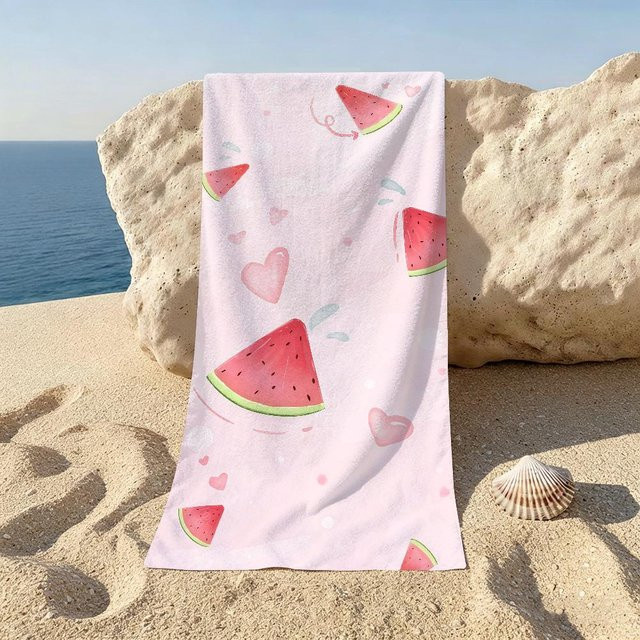 JMG Household Supplies Strandtuch Hallo Sommer Wassermelone Design, Farbe: Pink, B/H: 40 x 70 cm - Bild 1
