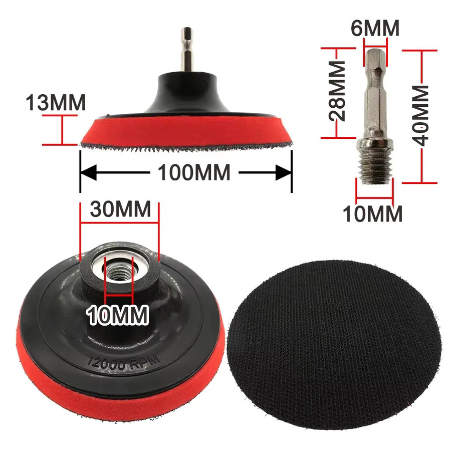VIBRATITE 12-teiliges Klett-Schleifscheiben-Set mit Stützteller und M10-Adapter, Körnung 60–240, 4 Zoll - Bild 4