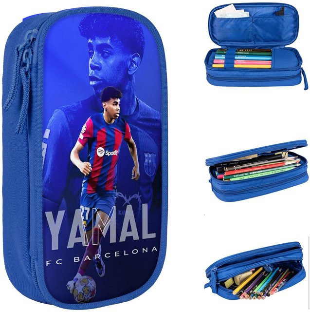 Y-Yamal Stiftbox blau mit großem Fassungsvermögen und Reißverschluss für Schule und Sport - Bild 1