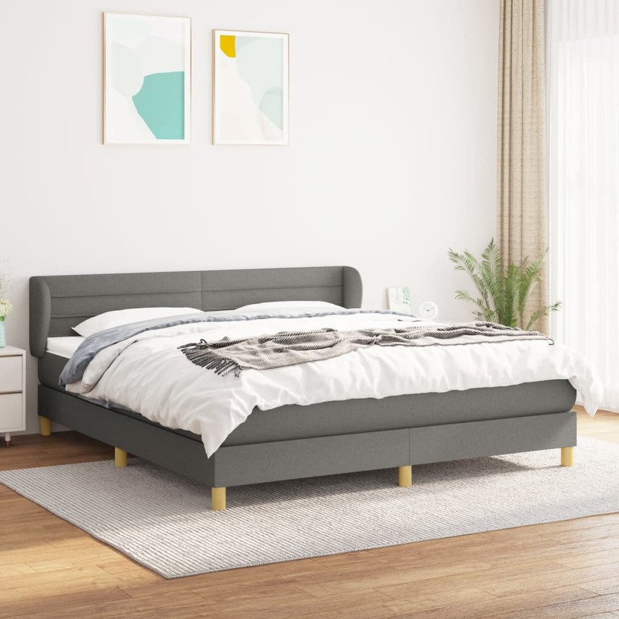 vidaXL Boxspringbett Hybrid mit Matratze und Kopfteil, Dunkelgrau, B/T/H: 160 x 200 cm - Bild 3