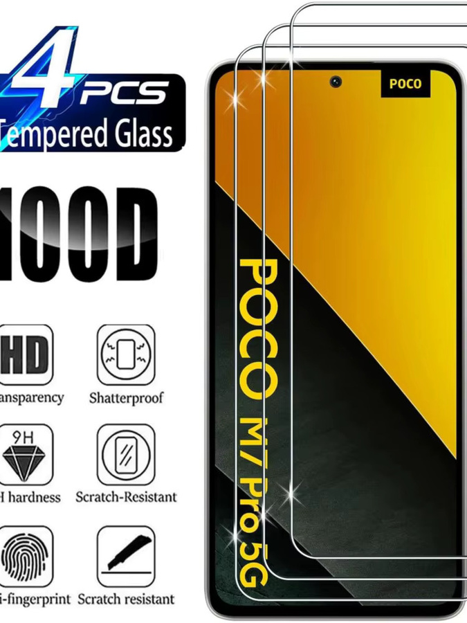 4er-Set Gehärtetes Glas Display Schutzfolie für Xiaomi Poco M7 Pro 5G M6 M5 M5S M3 X7 Pro X6 X5 X3 NFC F7 F6 F5 F3 C65 C55 C51 in Transparent - Bild 5