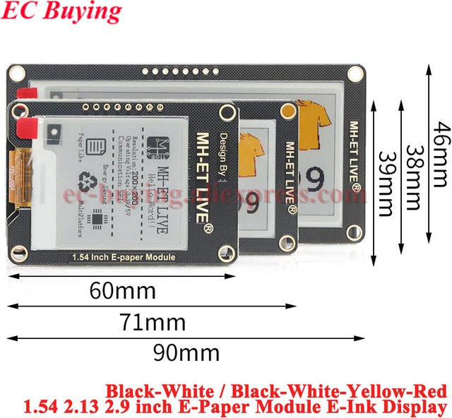 EC Buying E-Paper E-Ink-Display Modul SPI in Schwarz-Weiß-Gelb-Rot mit 2,9 Zoll Displaygröße - Bild 1