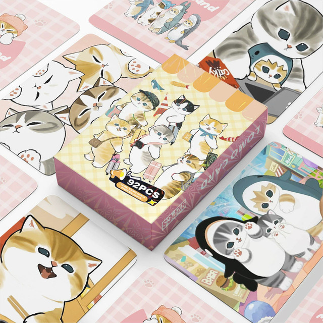 92-teiliges Mofusand Anime LOMO Karten-Set mit bunten Katzen-Charakterfotokarten und Cartoon-Aufklebern in Multicolor - Bild 1