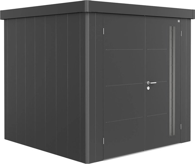Biohort Gerätehaus Neo 2B mit Doppeltür in Dunkelgrau-Metallic, Stahlblech, B/H/T: 236 x 222 x 236 cm - Bild 1