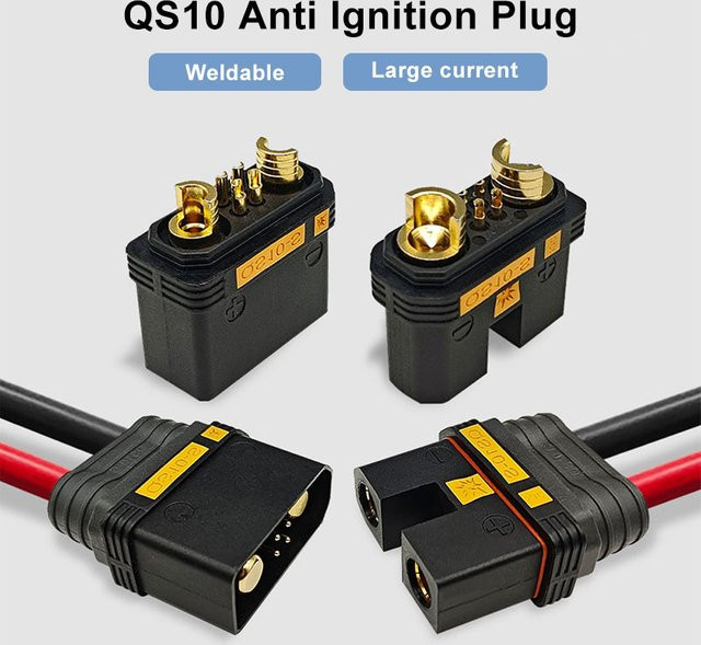 DIVEDEER QS10-S Stromeingang Buchse und Stecker Set 750W 4AWG PA Shell in Schwarz für RC Modell Auto Netzteil - Bild 1