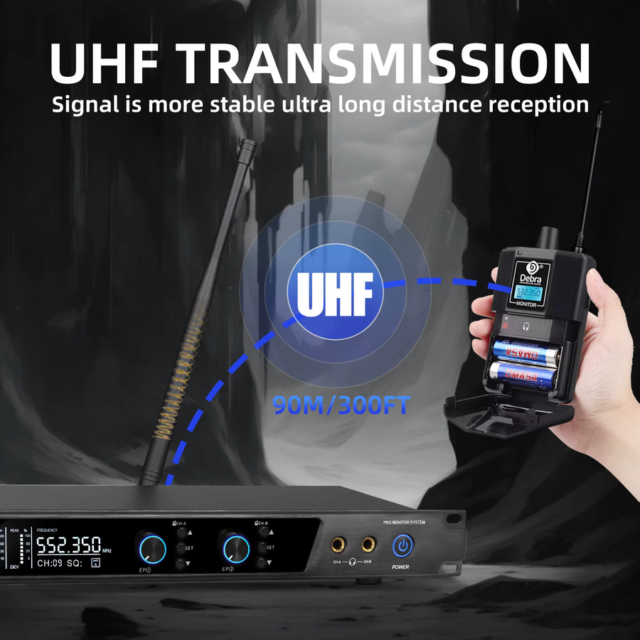 Debra ER-202 UHF Funk-In-Ear-Monitor-System mit mehreren Sendern in Schwarz - Bild 4