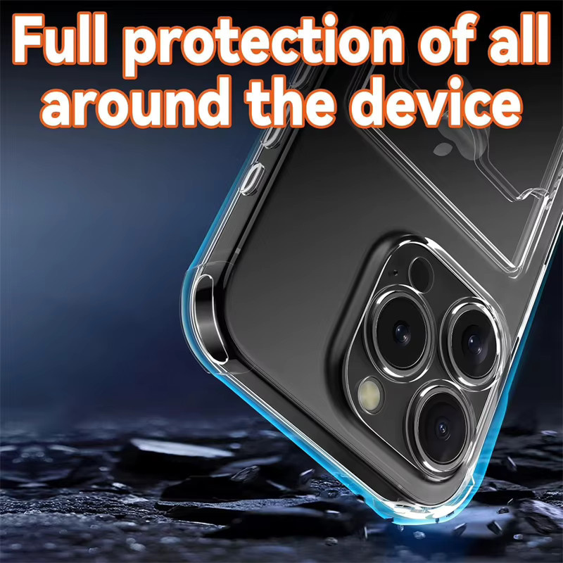 Stoßfeste TPU Handyhülle mit Kartenhalter von newteneight in Transparent/Purple für iPhone 17 16 15 14 13 12 11 Pro Max Plus - Bild 3