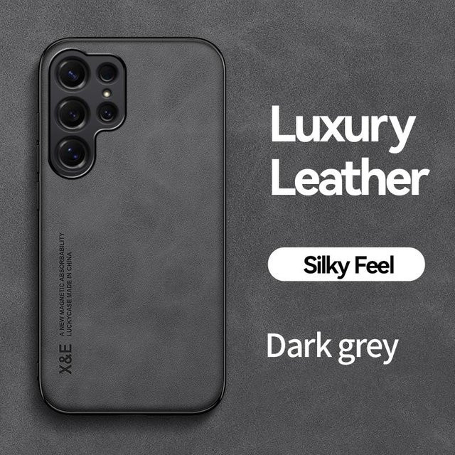 Stoßfeste Handyhülle aus mattem Leder für Samsung Galaxy S25 S24 S23 S22 S21 S20 Note 20 Ultra Plus FE Edge in Grau - Bild 1