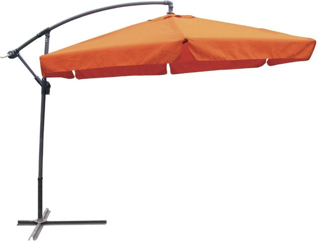 DELUKE Ampelschirm CALLI in Terrakotta, 6-Eckig, Durchmesser: 300 cm, aus Polyester mit Aluminiumgestell und Ständer - Bild 1