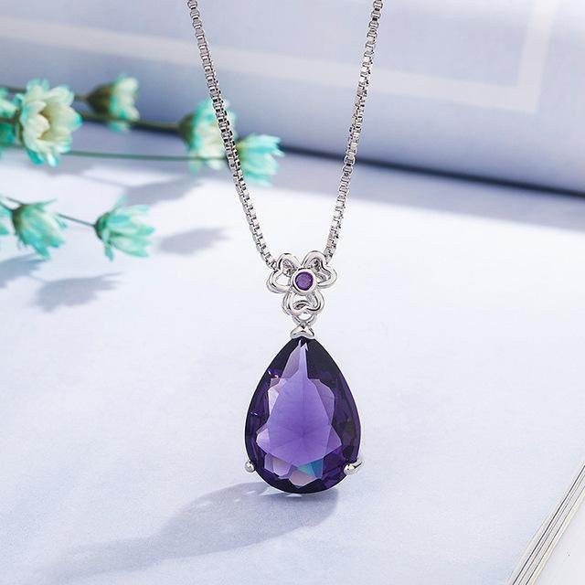 Halskette mit Amethyst Anhänger, 925 Silber, 45 cm, Damen - Bild 1