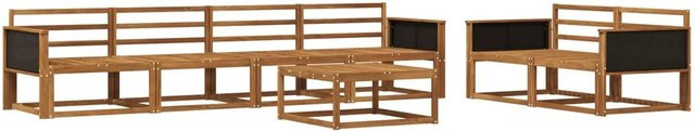 vidaXL Outdoor-Sofagarnitur aus Massivholz Akazie in Braun, 7-teiliges Set mit Tisch und Mittelsofas - Bild 1