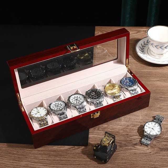 DELESYS Uhrenbox aus Holz im chinesischen Stil, rot - Bild 1