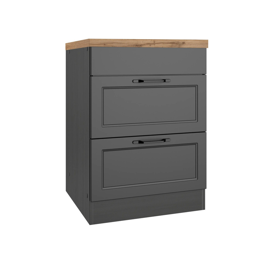 Held Küchen Kochfeldschrank Kempten in Landhaus Optik, Breite: 60 cm, Grau/Graphit - Bild 2
