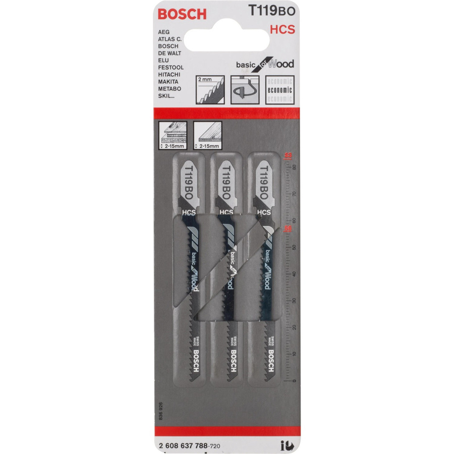 Bosch Stichsägeblatt T 119 BO Basic für Holz, 3er-Pack, HCS-Stahl, Silber - Bild 3