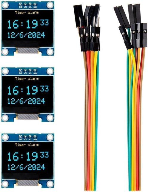 AOKIN 3er-Set 0,96 Zoll OLED-Display-Bildschirmmodul mit SSD1306 I2C-Schnittstelle für Arduino-Projekte - Bild 1
