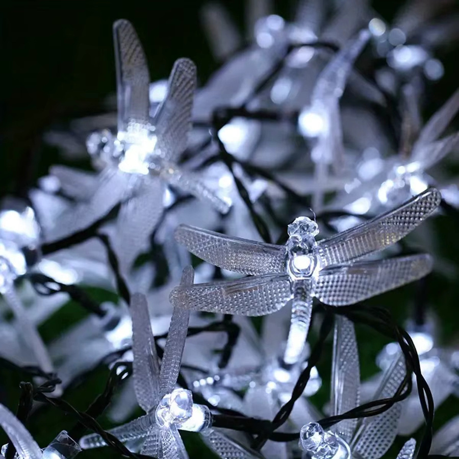 Peach Forest Solar Libellen LED Lichterkette mit 20 LEDs, 5m Länge, wasserdicht, 8 Modi für Garten und Terrasse - Bild 3