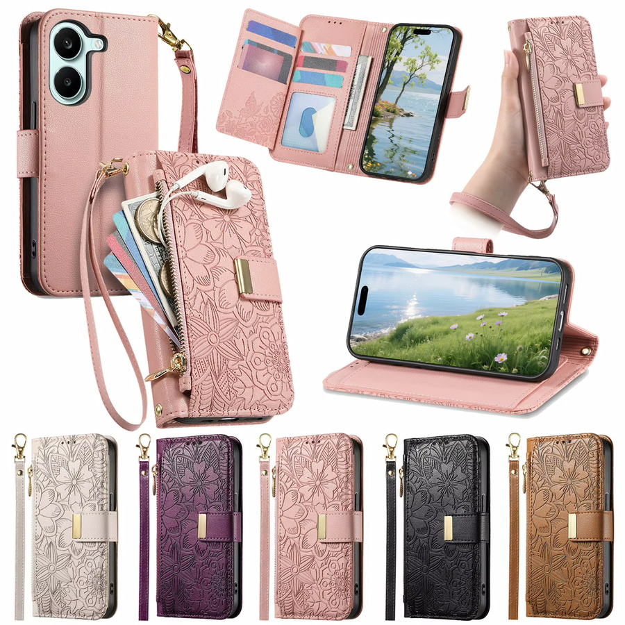 Xiaomi Poco X8 Pro Max X8 Pro X7 Handyhülle aus PU-Leder mit Kartenfach und Handgelenkriemen in Pink - Bild 4