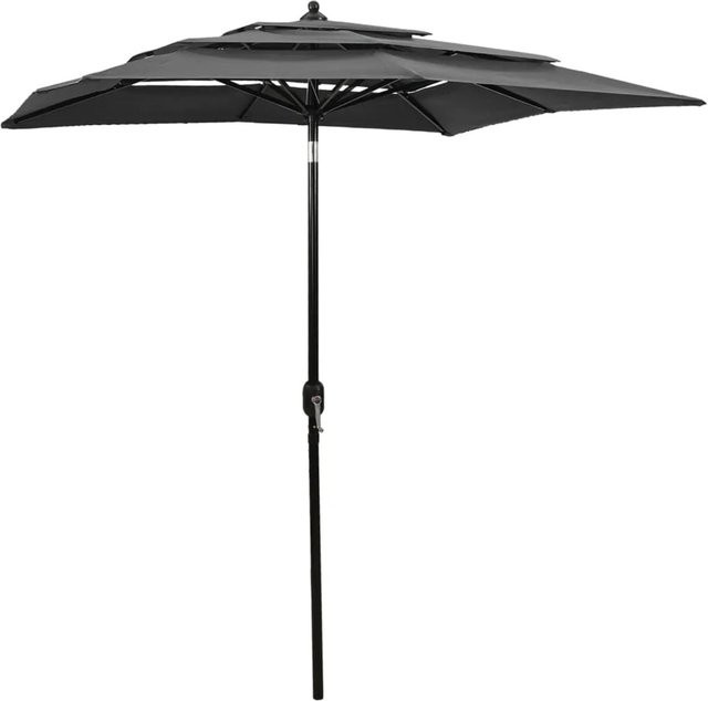 furnicato Sonnenschirm mit Aluminium-Mast in Anthrazit, 3-lagig, B x B: 200 x 200 cm - Bild 1