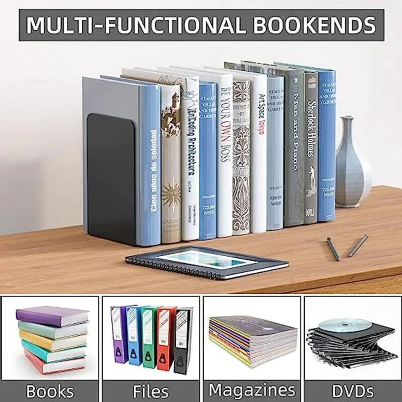 NATAWA Metall Buchständer für den Schreibtisch, 2-teiliges Set, schwarz weiß grau, minimalistisches Design für Studenten und Büro - Bild 5