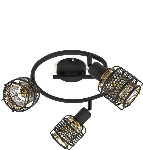 Lindby Deckenlampe Eudoria Modern 3-flammig aus Metall in Schwarz und Gold/Messing mit E14 Fassung - Bild 1