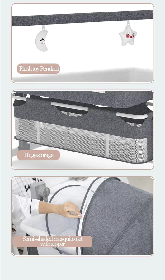 Elektrische Babywiege und tragbare Babywippe in Khaki für Neugeborene - Bild 2