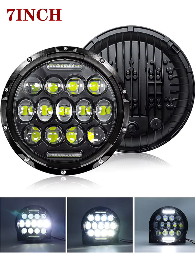 QIDEWIN 7-Zoll LED-Scheinwerfer H4 H13 mit Angel Eyes und DRL Tagfahrlicht in Schwarz für Jeep Wrangler Offroad und Suzuki Samurai - Bild 5
